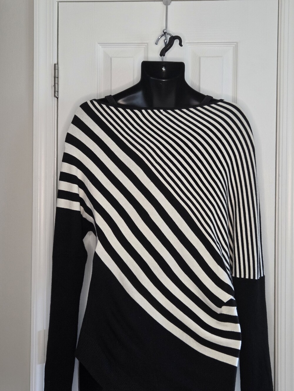 The Limited Black and White Asymmetrical Striped Sweater - Picture 2 of 4